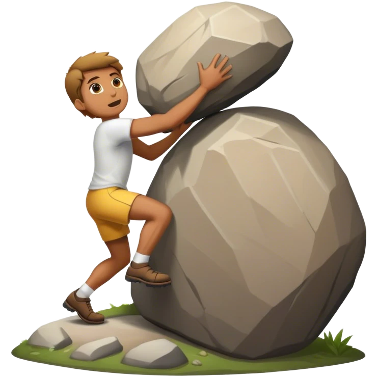 person pushing a big rock up a hill emoji