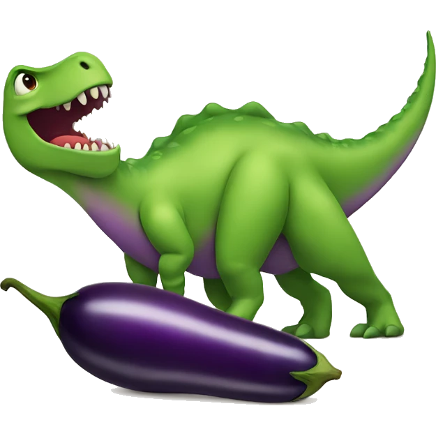 Dinosaur with eggplant emoji