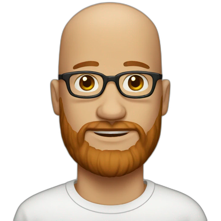 bald guy with glasses and reddish brown beard emoji