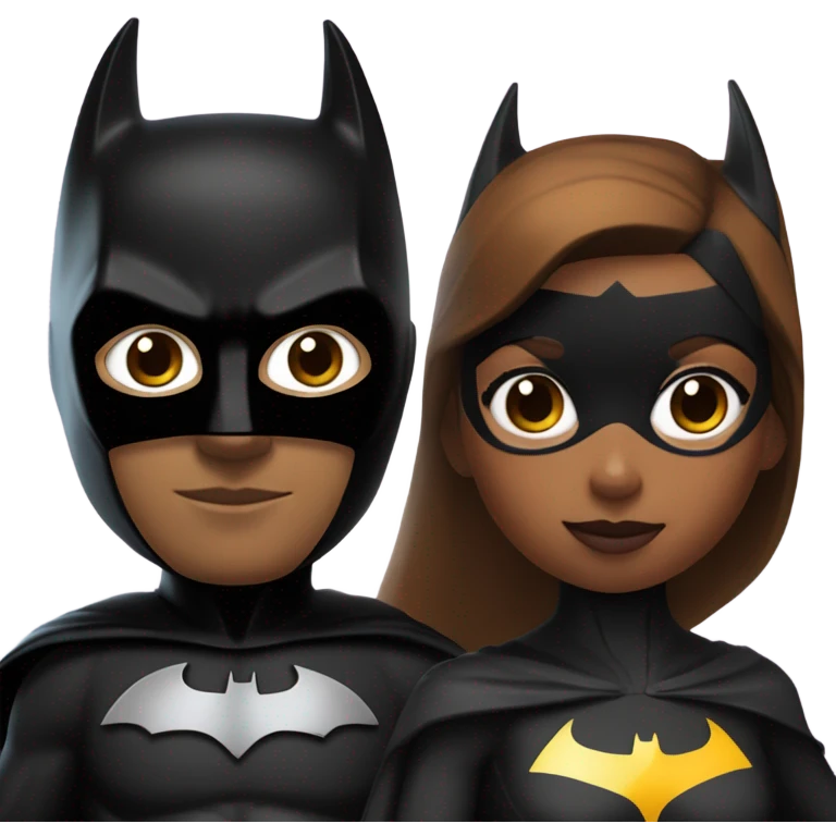 Brown skin batgirl and Batman emoji