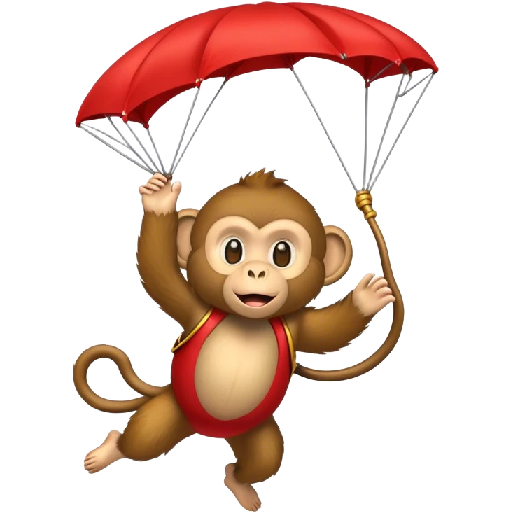 monkey flying with big red parachute emoji