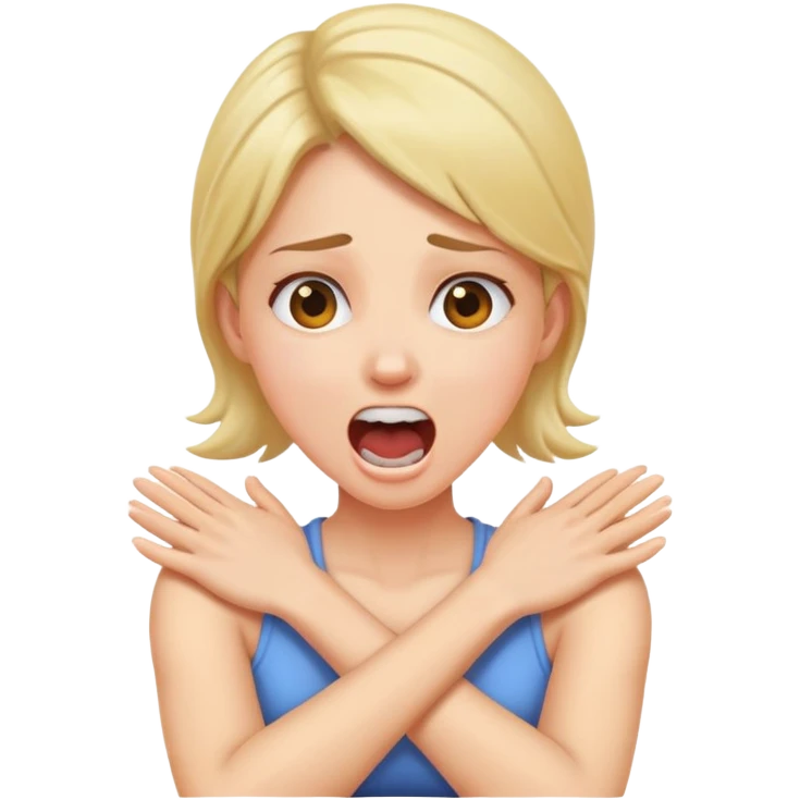 Arms crossed holding neck screaming girl emoji