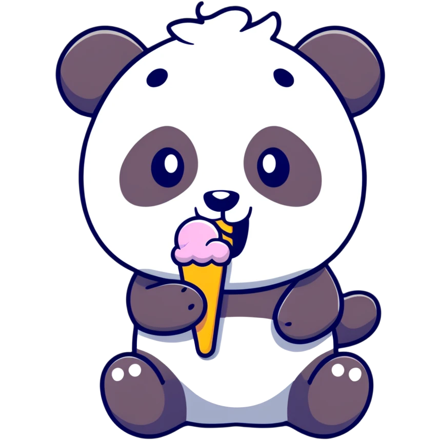 Panda eating ice cream emoji