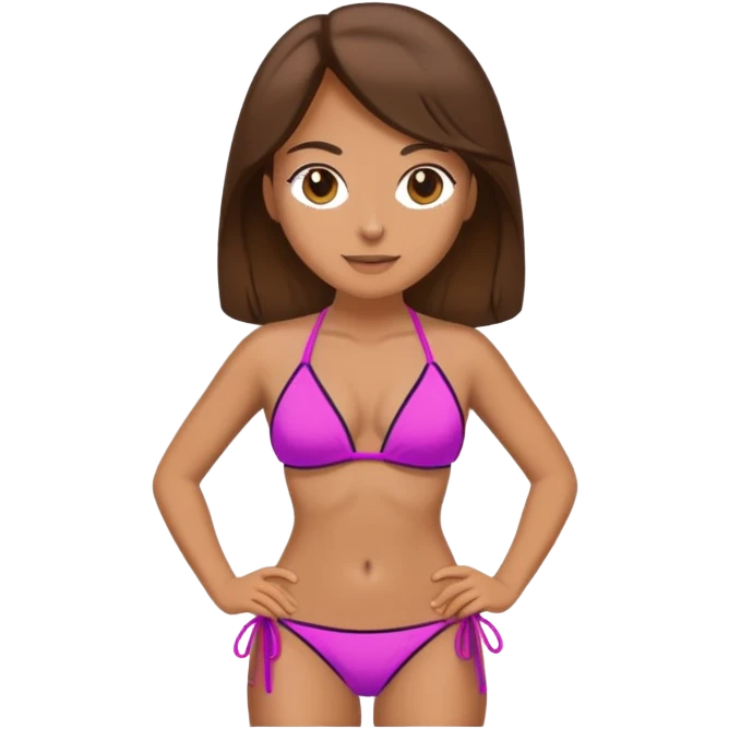 Woman with brunette hair in a bikini emoji