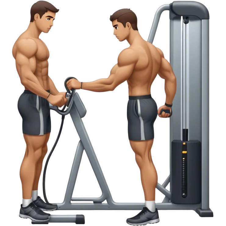 side-view man standing cable-machine tricep-pushdown emoji