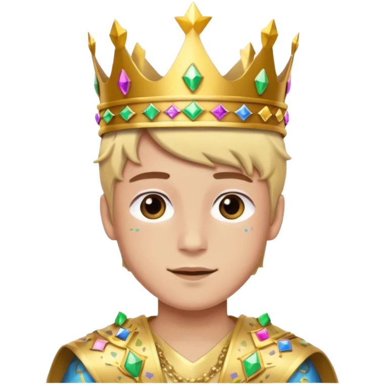 Festival Prince – gold sash + confetti crown, Golden Princes. emoji