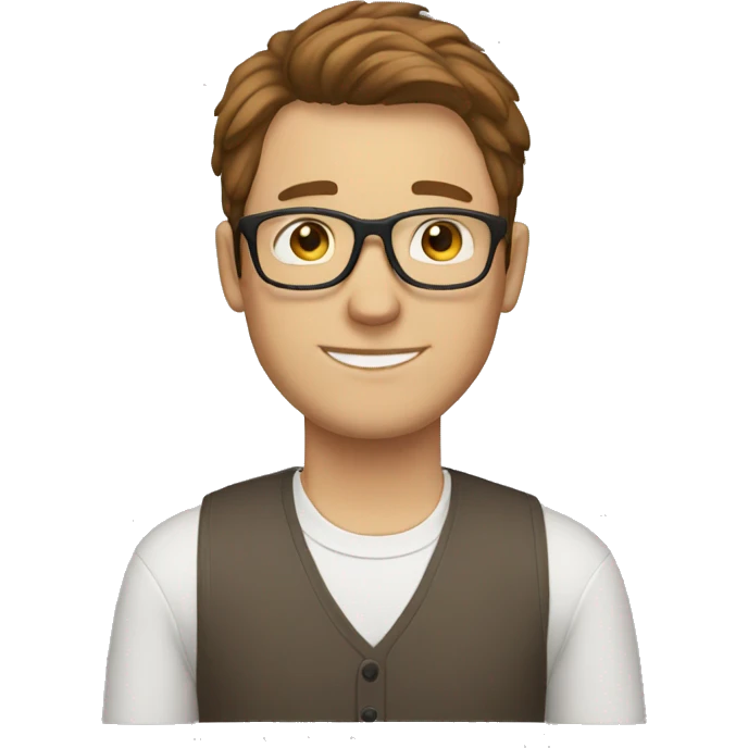 white Guy with brown hair with glasses emoji