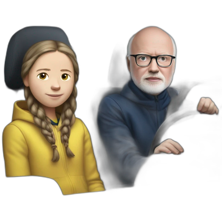 greta Thunberg in car with frans timmermans emoji