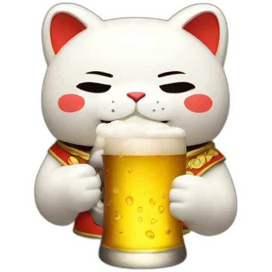 Maneki Neto drink a beer emoji