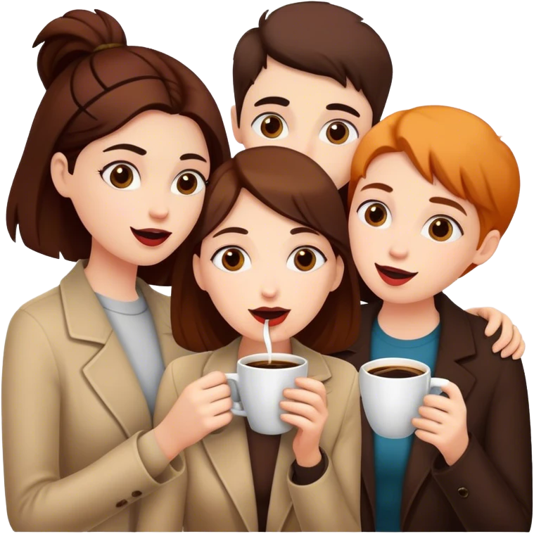 girl friends drinking coffe and gossiping emoji
