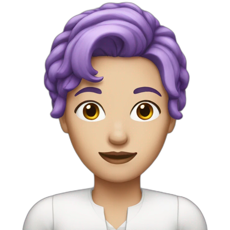 white woman with medium purple hair emoji