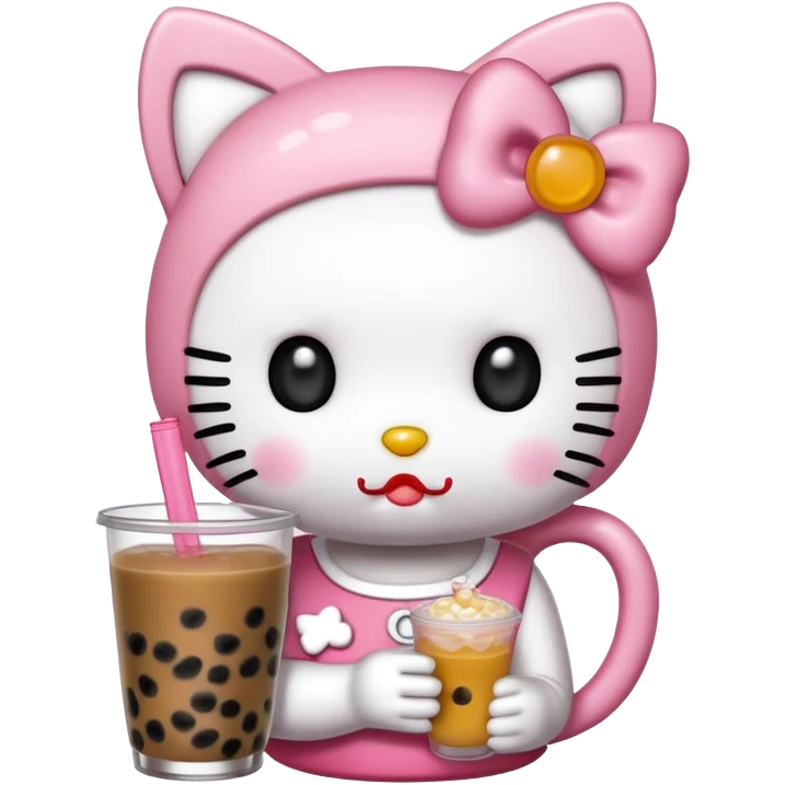 Hello kitty drinking boba  emoji