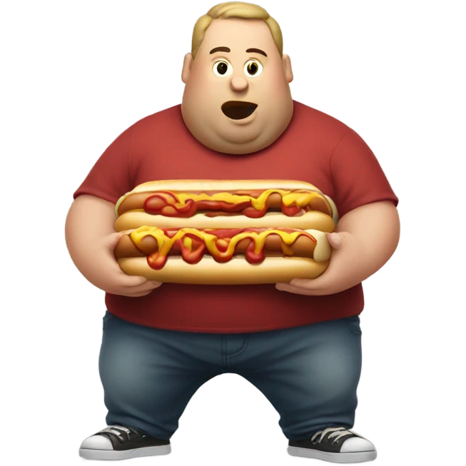 Fat guy eating hotdog emoji