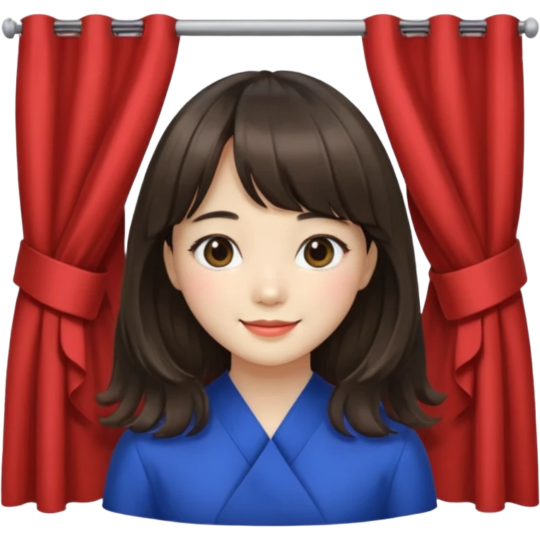 Korean girl with medium hair and curtain bangs emoji
