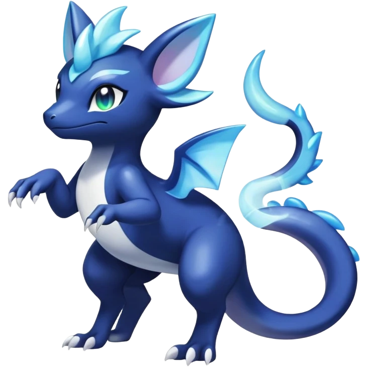 Rainbow crystalic Shiny pastel Salandit-Meowstic-Noibat-Fakémon-hybrid-creature (full body)  emoji