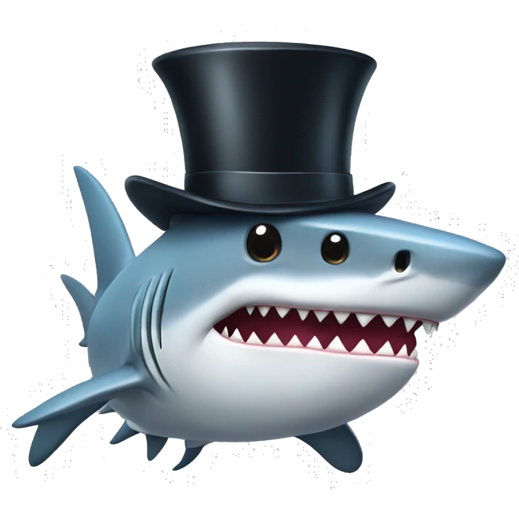 Shark with a top hat emoji