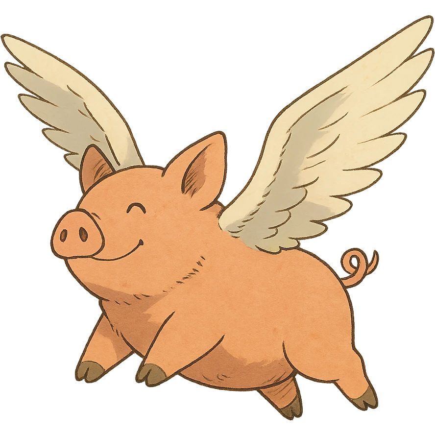 ghibli style flying pig with wings emoji