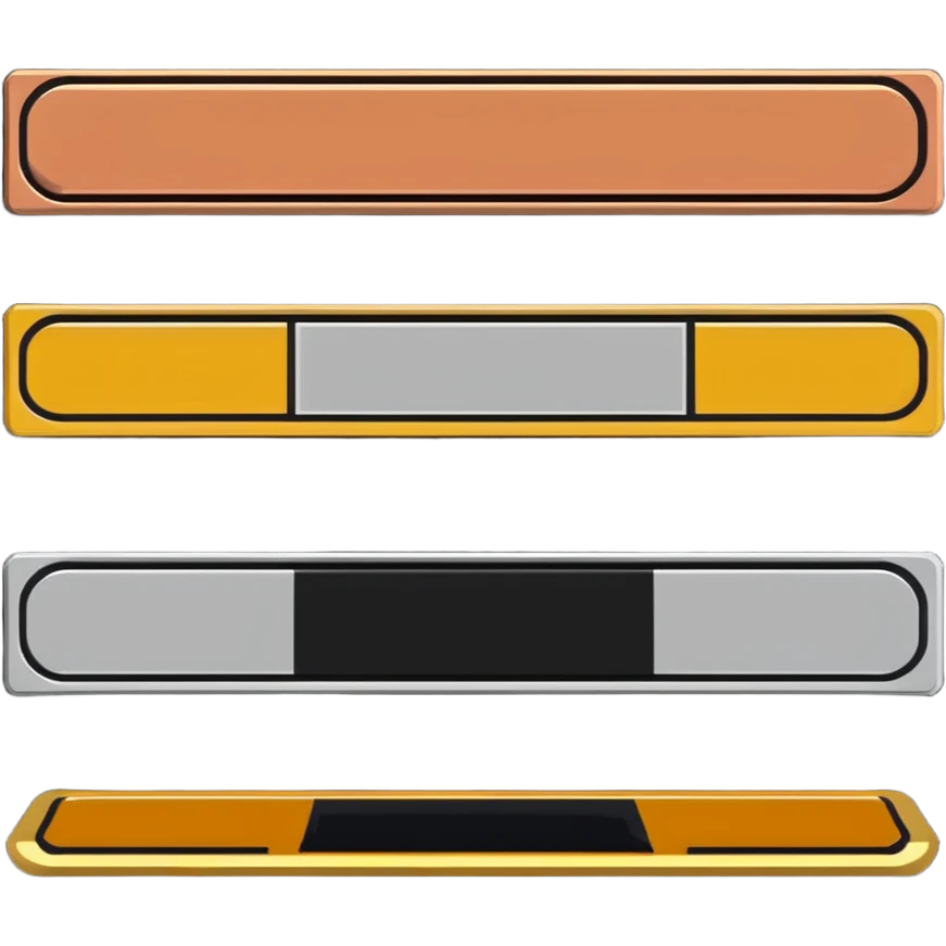 metallic ingot bar collection with copper, silver and gold emoji