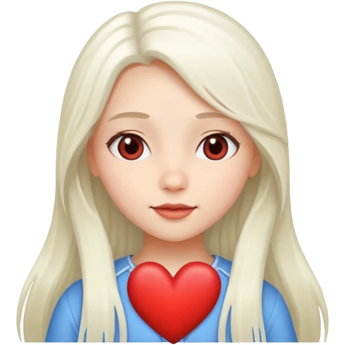 girl with white long hair heart short emoji