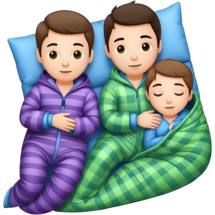 two friends in pajamas with a sleeping bag, sleepover theme emoji