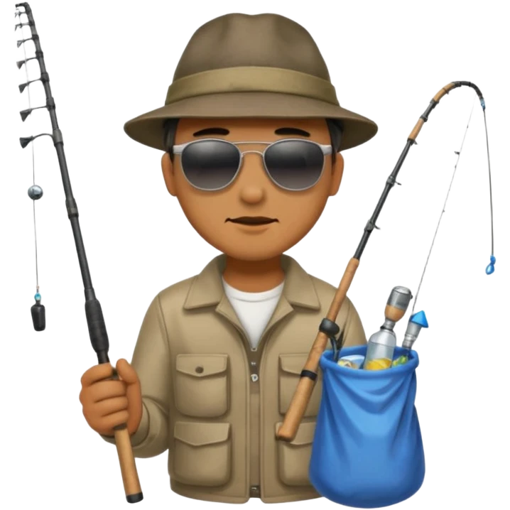 man fishing, caught trash bag emoji