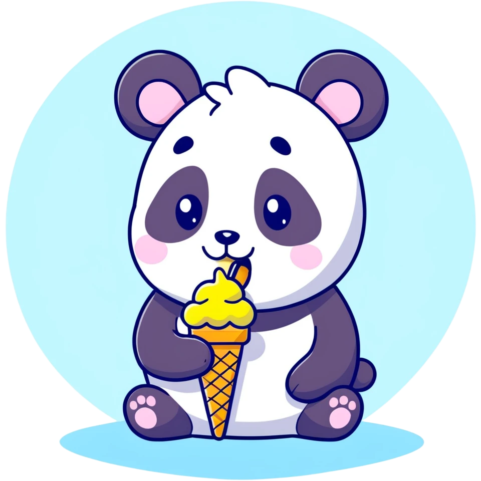 Panda eating ice cream emoji