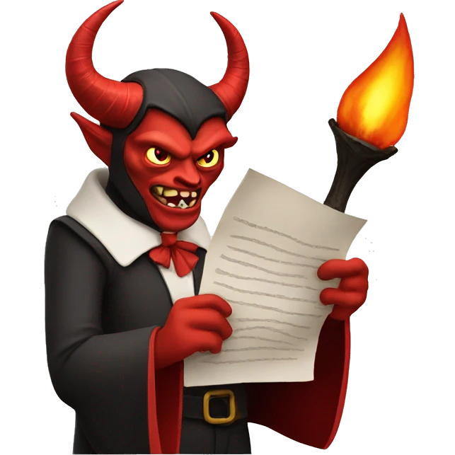 Devil holding contract emoji