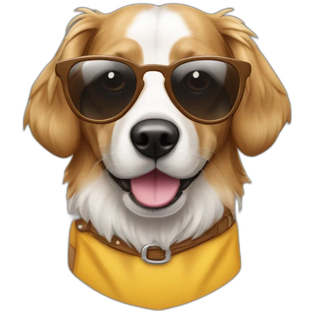 Chien Épagneul breton amusant avec des lunettes de soleil et une pinte de bierre emoji