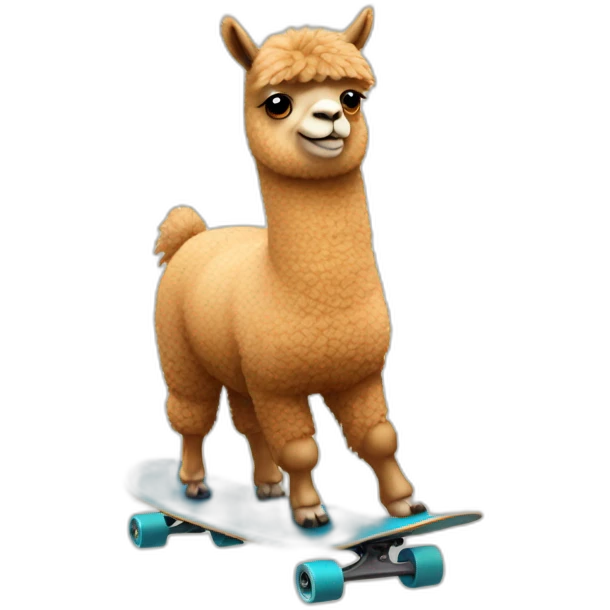 An alpaca on a skateboard emoji