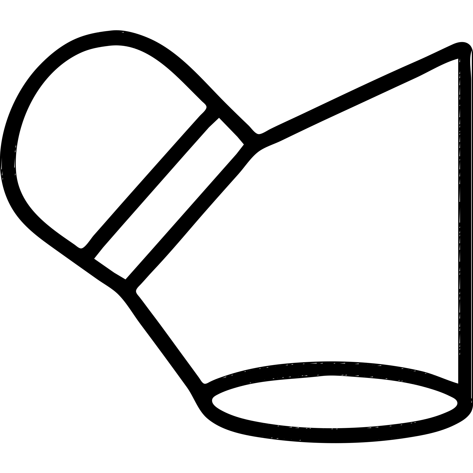 Single-stroke vector icon of a flashlight emitting a light cone: monoline circular lamp head (stroke 2 pt) at upper left meeting a straight 30° outline wedge, open base ellipse, no fill, no handle or internal details, monochrome deep-indigo stroke on white square background, flat icon, no gradients or drop shadows emoji