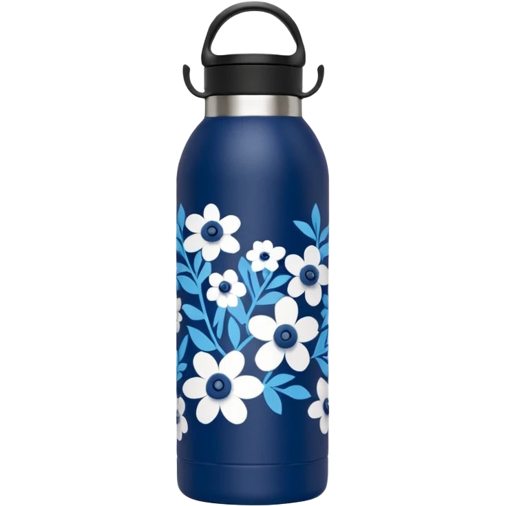 Blueberry floral patterned thermal water bottle with handle  emoji