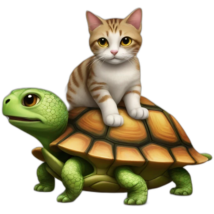 Cat on turtle emoji