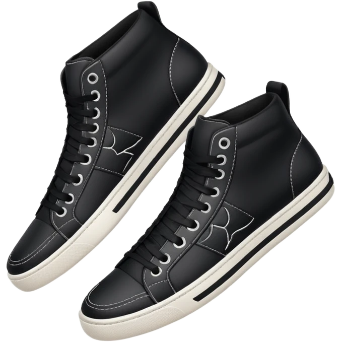 an ios genmoji for pair of black mid top sneakers emoji