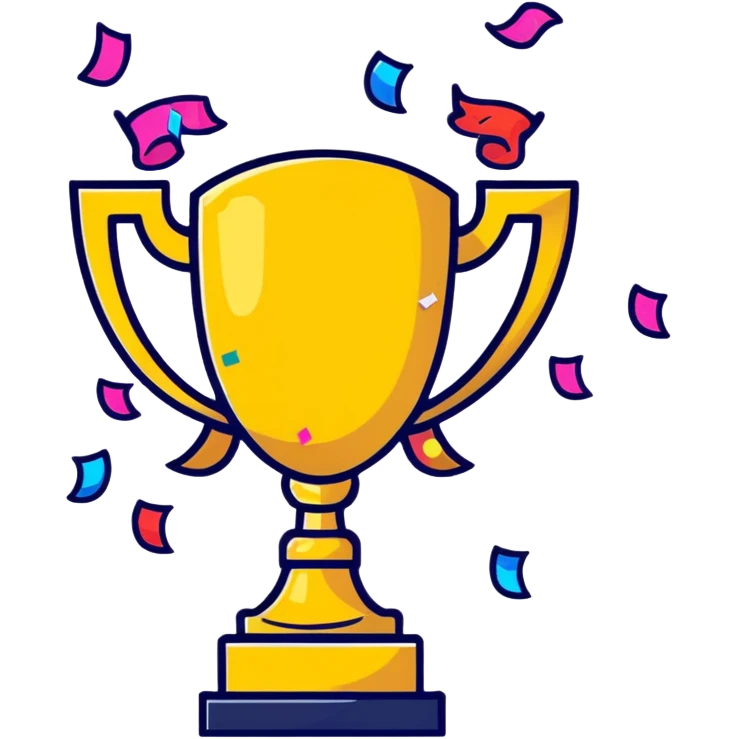 Trophy with confetti celebration for good job emoji
