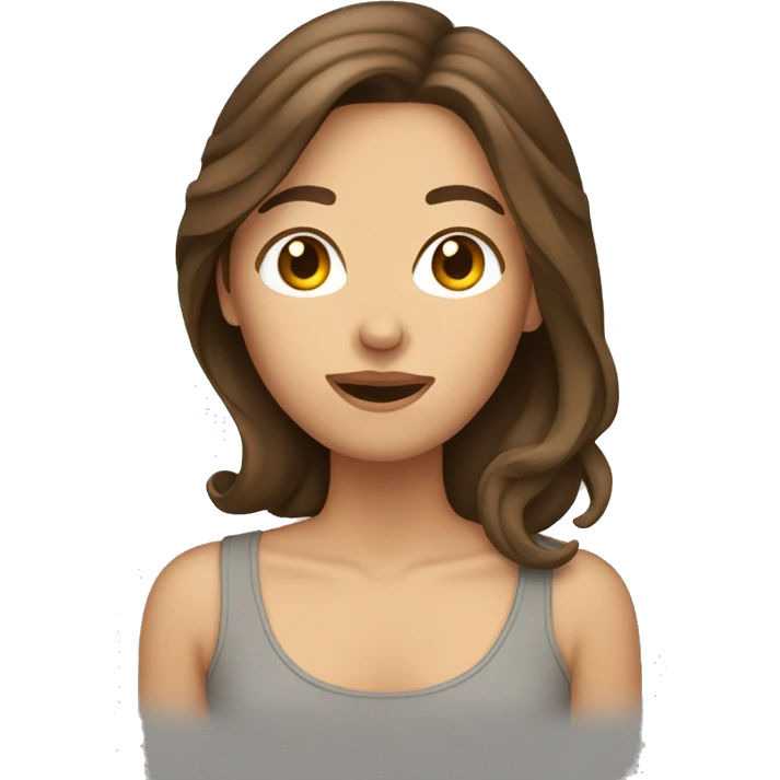 Brown haired women tucking hair behind ear emoji