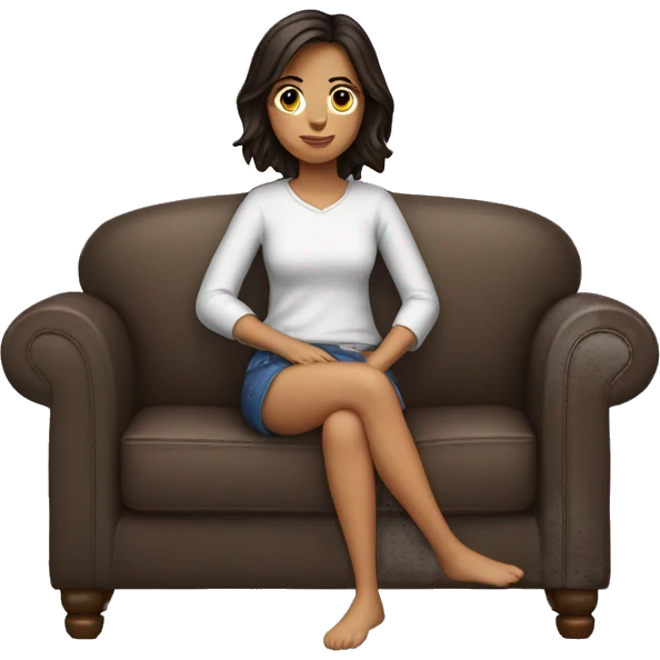 Brünette Girl sitting on the Couch  emoji