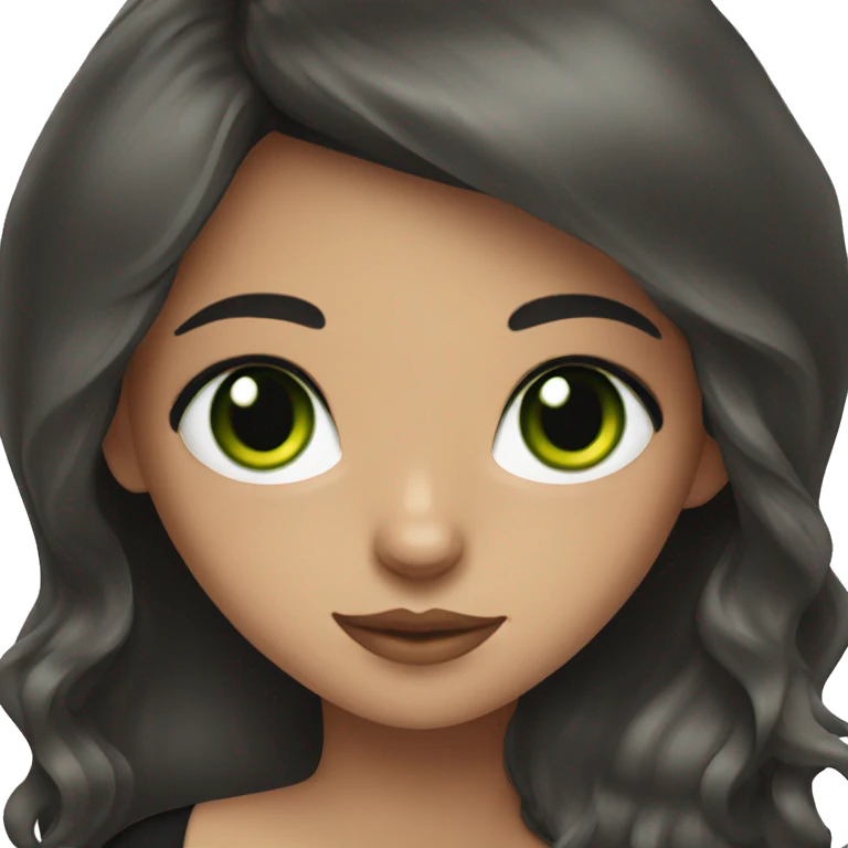 Brunette Girl with green eyes and a black cat  emoji
