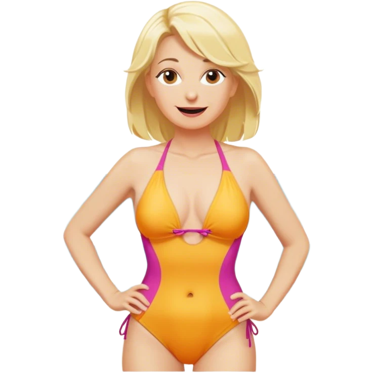 Silly Blonde middle aged woman on beach emoji