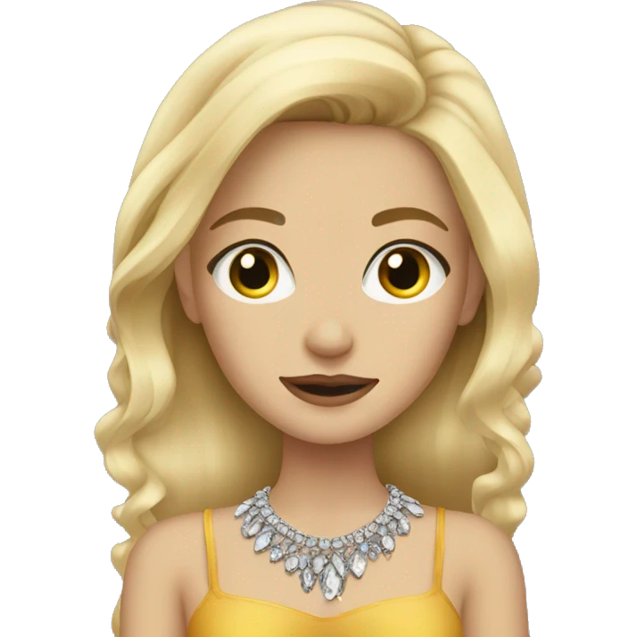 blonde girl with jewelry and grey eyes emoji