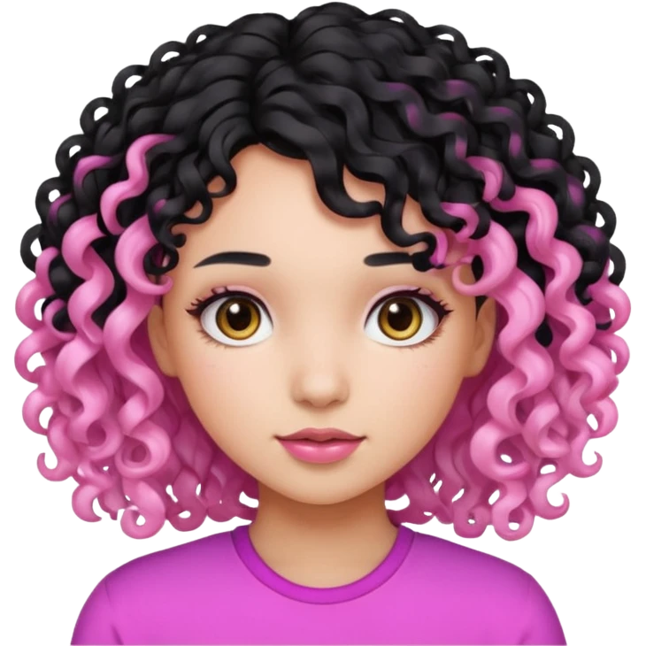 Zumbi menina de cabelo cacheado baixo preto e rosa emoji