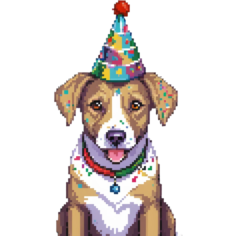 dog celebrating birthday emoji