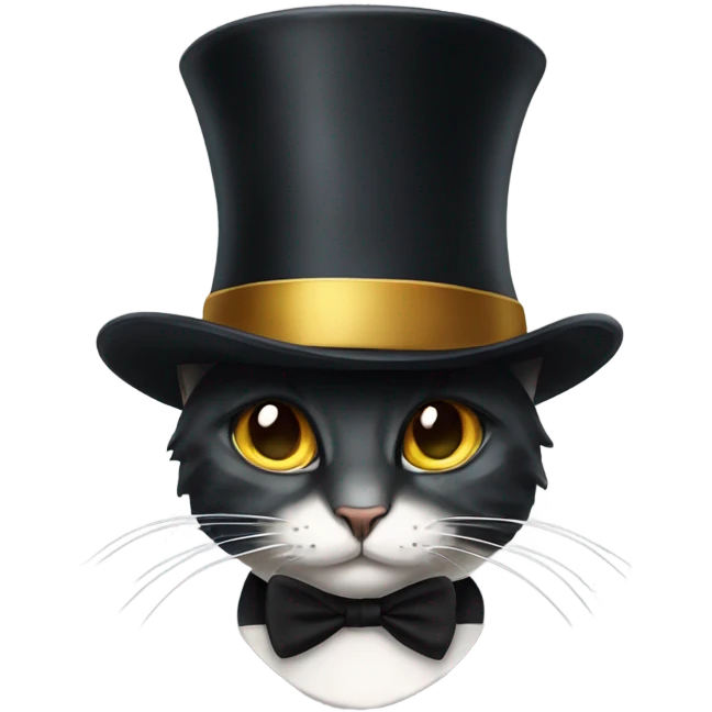 top hat on cat emoji
