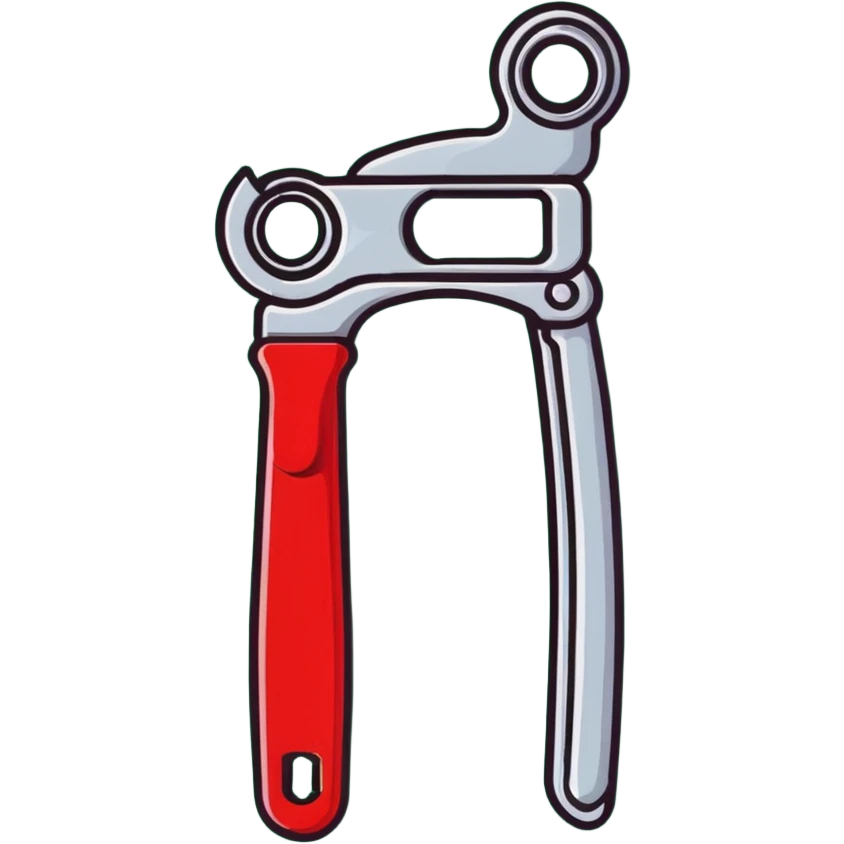 manual can opener with red plastic handle and silver metal cutting edge emoji