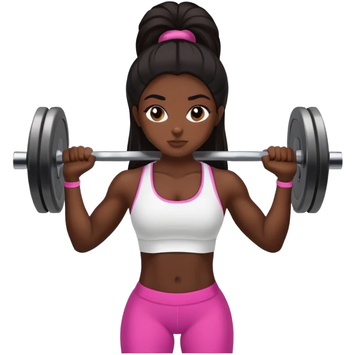 black dark girl long dark hair lifting weights gym emoji