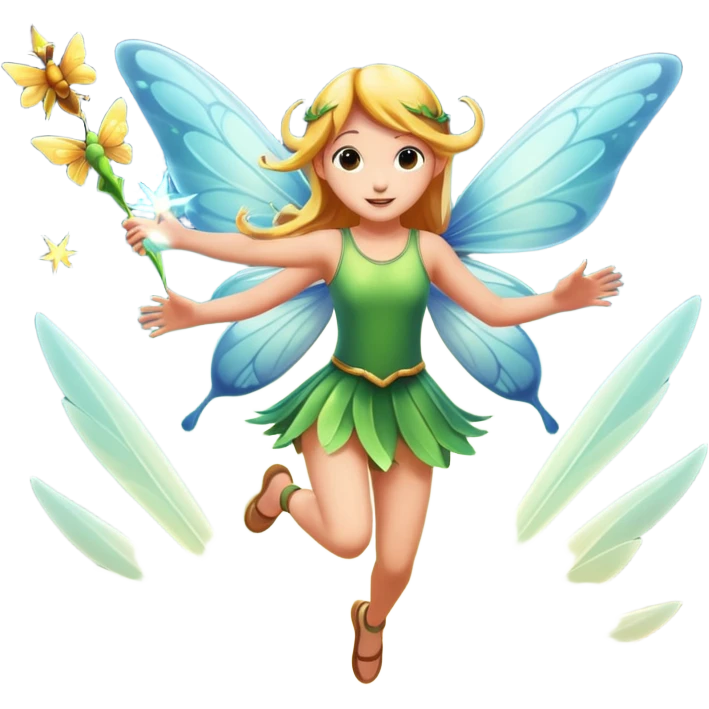 fairy character jumping with moth wing flare emoji