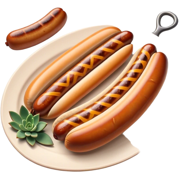Cinematic Realistic Bratwurst Dish Emoji, showcasing a succulent, grilled sausage with a crispy exterior rendered with lifelike detail and warm, dynamic lighting. emoji