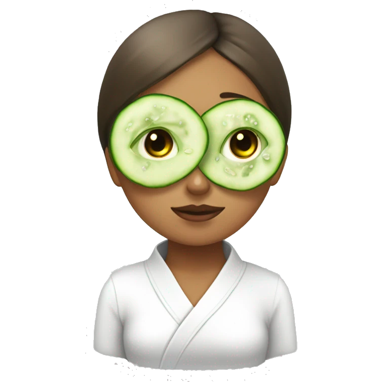 girl in spa with cucumbers in eyes and steam emoji