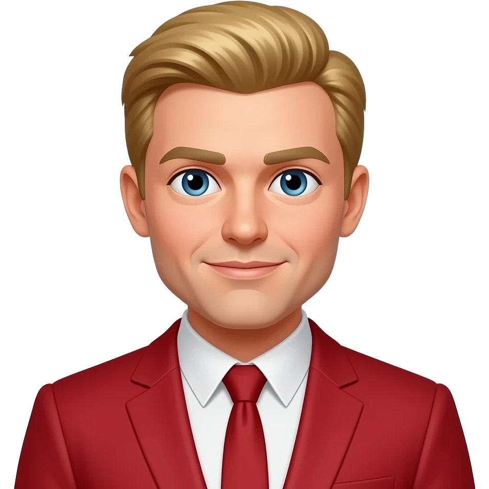 blonde man red suit emoji
