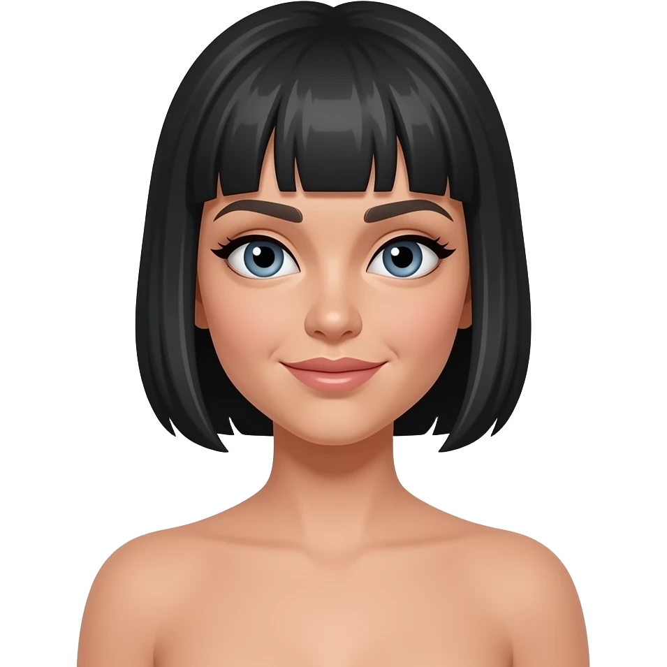Nude woman with nude body and short black and grey hairs emoji