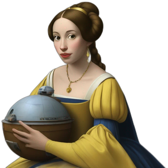 Princess leía star wars in a vermeer's painting emoji